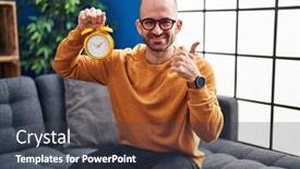  Presentation with bald - PPT theme having young-bald-man-with-beard background and a tawny brown colored foreground