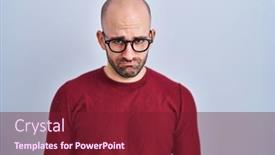  Presentation with crying - Slide set with young-bald-man-with-beard background and a violet colored foreground