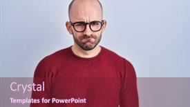  Presentation with bald - PPT theme with young-bald-man-with-beard background and a violet colored foreground