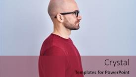  Presentation with bald - Presentation design enhanced with young-bald-man-with-beard background and a violet colored foreground
