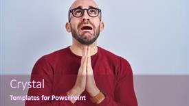 Presentation with praying hands - PPT layouts featuring young-bald-man-with-beard background and a tawny brown colored foreground