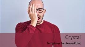  Presentation with face pain - PPT theme consisting of young-bald-man-with-beard background and a  colored foreground