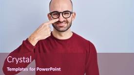  Presentation with bald - PPT theme having young-bald-man-with-beard background and a violet colored foreground