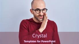  Presentation with talk - PPT theme consisting of young-bald-man-with-beard background and a  colored foreground