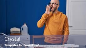  Presentation with bald - Presentation theme with young-bald-man-with-beard background and a ocean colored foreground