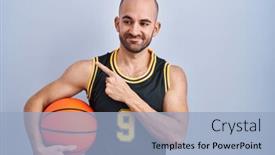  Presentation with beard - Presentation theme with young-bald-man-with-beard and a light blue colored foreground