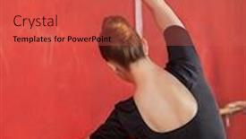  Presentation with ballerina - Slide deck consisting of young ballerina practicing in ballet studio background and a coral colored foreground