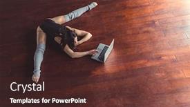  Presentation with ballerina - Theme with young ballerina with laptop from above background and a tawny brown colored foreground