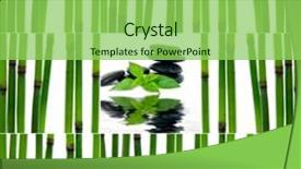  Presentation with incense sticks - Colorful slides enhanced with young bamboo sticks with incense and stones backdrop and a yellow colored foreground