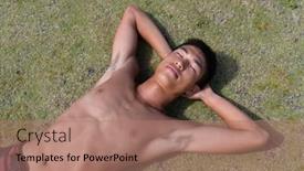  Presentation with closed - PPT layouts featuring young-bare-chested-man background and a coral colored foreground