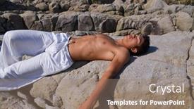  Presentation with active lifestyle - Presentation theme with young-bare-chested-man background and a coral colored foreground