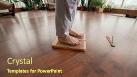  Presentation with incense - Presentation theme enhanced with young-barefoot-man-in-sportspants background and a tawny brown colored foreground