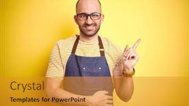  Presentation with bartender - Amazing slide set having young-bartender-man-wearing-barista backdrop and a gold colored foreground