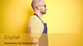  Presentation with bartender - Beautiful PPT theme featuring young-bartender-man-wearing-barista backdrop and a gold colored foreground