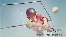  Presentation with vintage baseball - Slide set enhanced with young baseball player hitting background and a light gray colored foreground