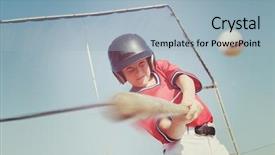  Presentation with baseball player - Cool new slides with young baseball player hitting backdrop and a light blue colored foreground