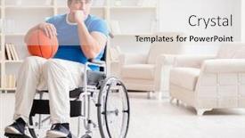  Presentation with basketball - Amazing presentation design having young basketball player on wheelchair recovering from injury backdrop and a sky blue colored foreground