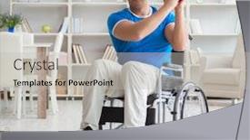  Presentation with basketball - Presentation theme with young-basketball-player-on-wheelchair background and a light gray colored foreground