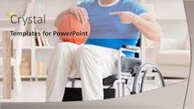  Presentation with golf player playing - Colorful presentation enhanced with young-basketball-player-on-wheelchair backdrop and a soft green colored foreground