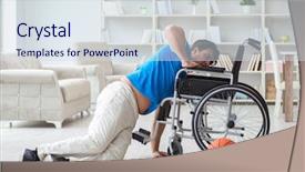  Presentation with golf player playing - Audience pleasing theme consisting of young basketball player on wheelchair backdrop and a  colored foreground