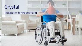  Presentation with golf player playing - Cool new presentation theme with young basketball player on wheelchair backdrop and a  colored foreground