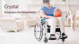  Presentation with golf player playing - Cool new slides with young basketball player on wheelchair backdrop and a  colored foreground
