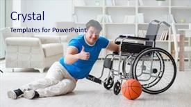  Presentation with young children playing multicultural - Cool new theme with young basketball player on wheelchair backdrop and a  colored foreground