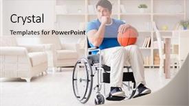  Presentation with basketball - Colorful theme enhanced with young basketball player on wheelchair backdrop and a  colored foreground