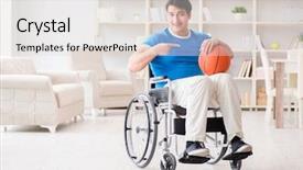  Presentation with basketball - Slide deck having young basketball player on wheelchair background and a  colored foreground