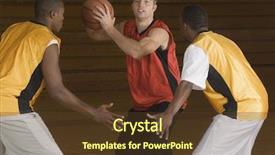  Presentation with blocked - PPT theme with naked little blonde boy with blue eyes hid behind a wooden lattice cot in children's room background and a coral colored foreground