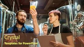  Presentation with looking glass - Presentation design consisting of young-bearded-brewer-in-apron background and a tawny brown colored foreground