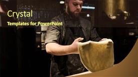  Presentation with dough - Presentation design consisting of young-bearded-chef-in-uniform background and a wine colored foreground