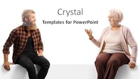  Presentation with older woman - PPT layouts featuring young-bearded-man-sitting background and a white colored foreground
