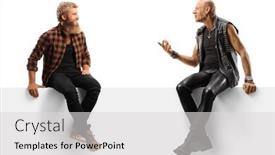  Presentation with punk - Cool new presentation design with young-bearded-man-talking backdrop and a light gray colored foreground