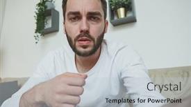  Presentation with chat - Amazing presentation having young-bearded-man-with-covid19 backdrop and a light gray colored foreground