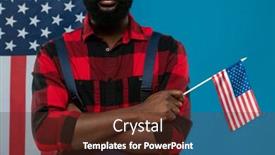  Presentation with african ethnicity - Slide set having young-bearded-repairman-of-african background and a tawny brown colored foreground