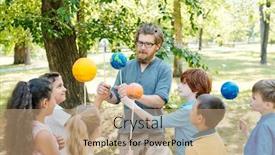  Presentation with astronomy - Presentation theme consisting of young-bearded-teacher-in-eyeglasses background and a coral colored foreground