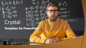  Presentation with algebra - Presentation theme featuring young-bearded-teacher-of-algebra background and a dark gray colored foreground