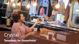  Presentation with ketchup - Cool new PPT layouts with young-beardy-employee-in-fast backdrop and a tawny brown colored foreground