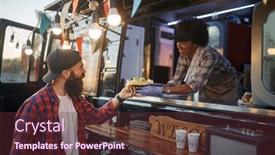  Presentation with food service - Cool new theme with young-beardy-hipster-taking-sandwich backdrop and a tawny brown colored foreground