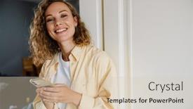  Presentation with camera - Slides featuring young-beatiful-attractive-smiling-happy background and a lemonade colored foreground