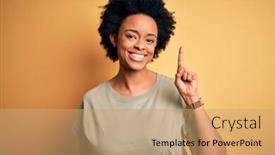  Presentation with curly hair - PPT theme featuring young-beautiful-african-american-afro background and a coral colored foreground