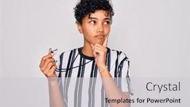  Presentation with referee - Slides enhanced with young-beautiful-african-american-afro background and a light gray colored foreground