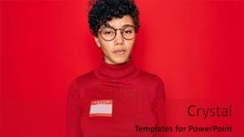  Presentation with african american grandmother - Slide deck with young-beautiful-african-american-afro background and a crimson colored foreground