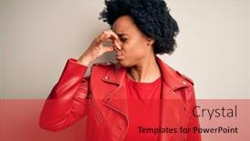  Presentation with bad breath - Amazing slide deck having young-beautiful-african-american-afro backdrop and a red colored foreground