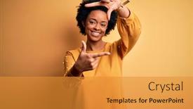  Presentation with curly hair - Slide deck with young-beautiful-african-american-afro background and a gold colored foreground