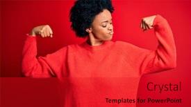  Presentation with proud american - PPT theme with young-beautiful-african-american-afro background and a crimson colored foreground