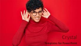  Presentation with afro - Slide set having young-beautiful-african-american-afro background and a crimson colored foreground