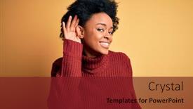  Presentation with afro - Slide deck with young-beautiful-african-american-afro background and a tawny brown colored foreground