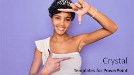  Presentation with crown - Audience pleasing PPT theme consisting of young-beautiful-african-american-afro backdrop and a light blue colored foreground